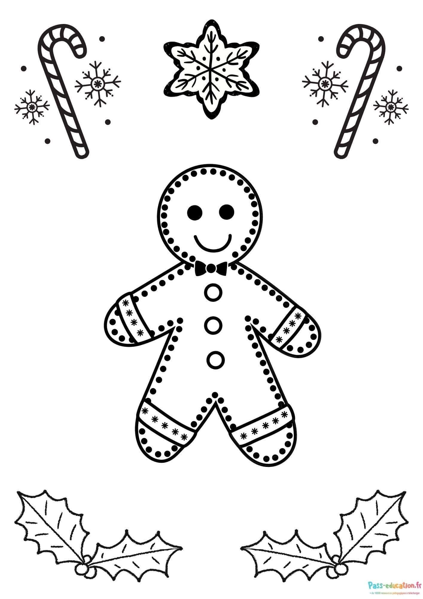 Coloriage Bonhomme en pain d'épice à imprimer et colorier