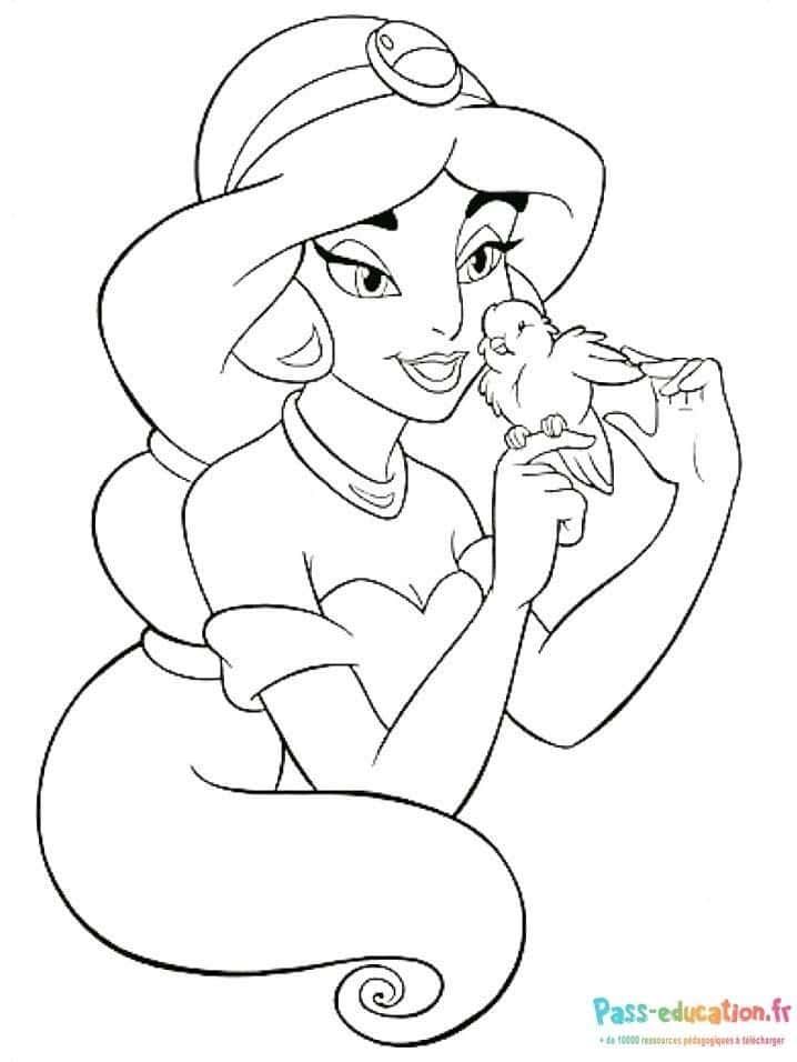 Coloriage Jasmine au repos à imprimer et colorier