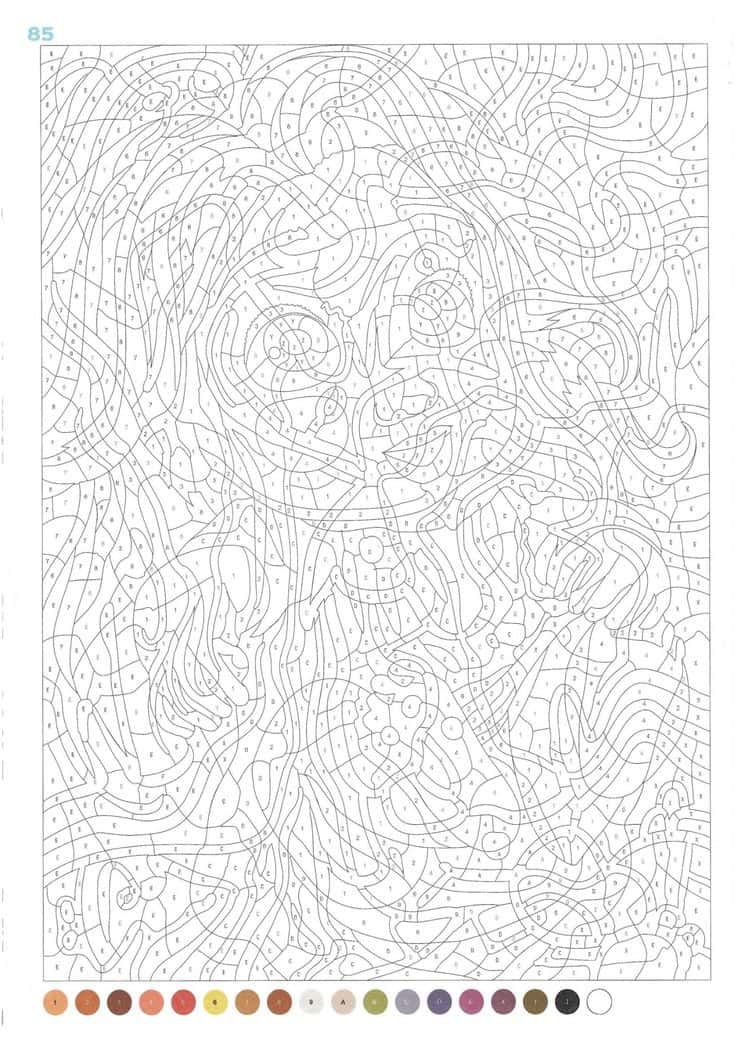 Coloriage I'm sorry for the confusion, but it seems that there has been a mistake. The image you provided is a color-by-number activity, not a military truck. Let me correct that for you.

Magie Abstraite à imprimer et colorier
