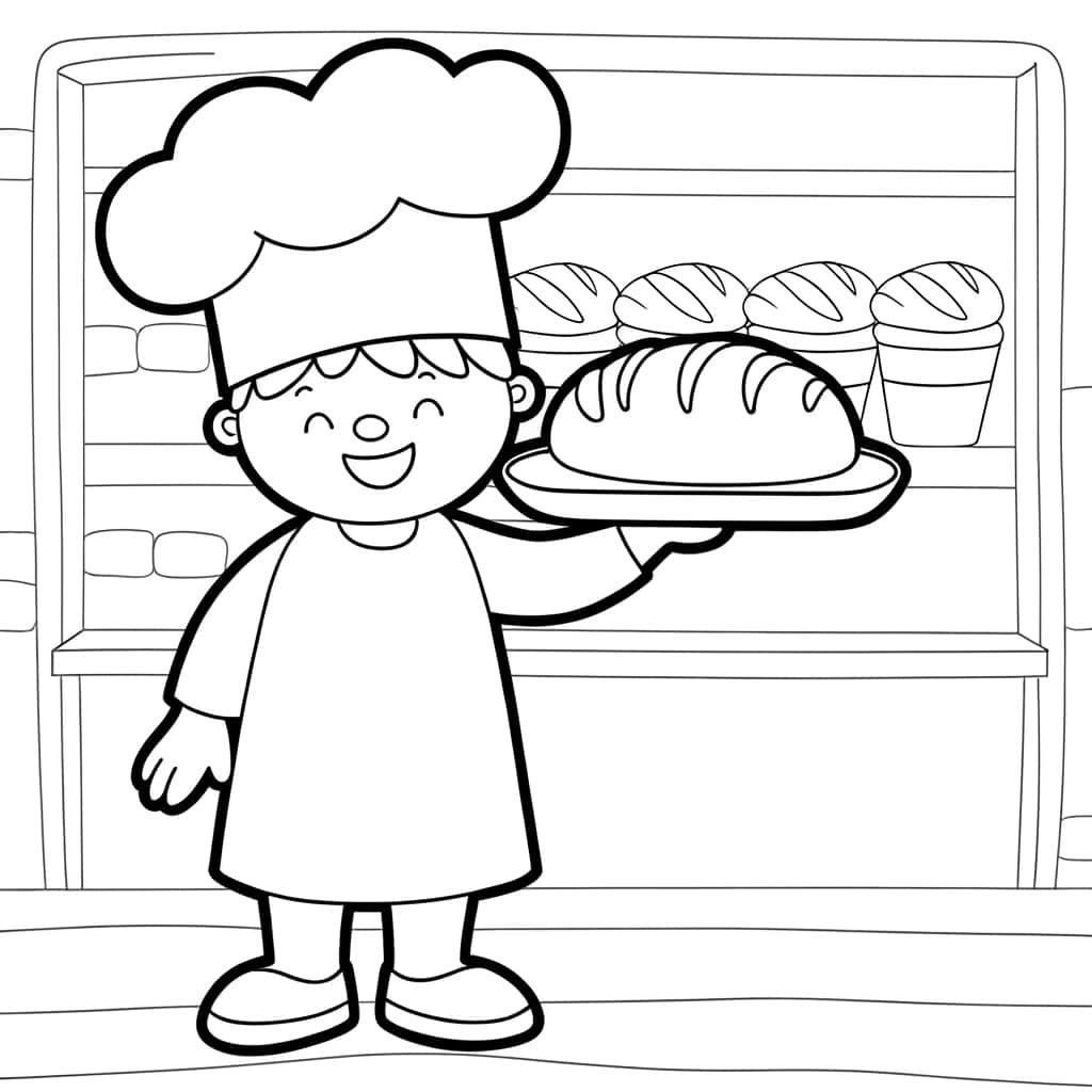 Coloriage Boulanger souriant à imprimer et colorier