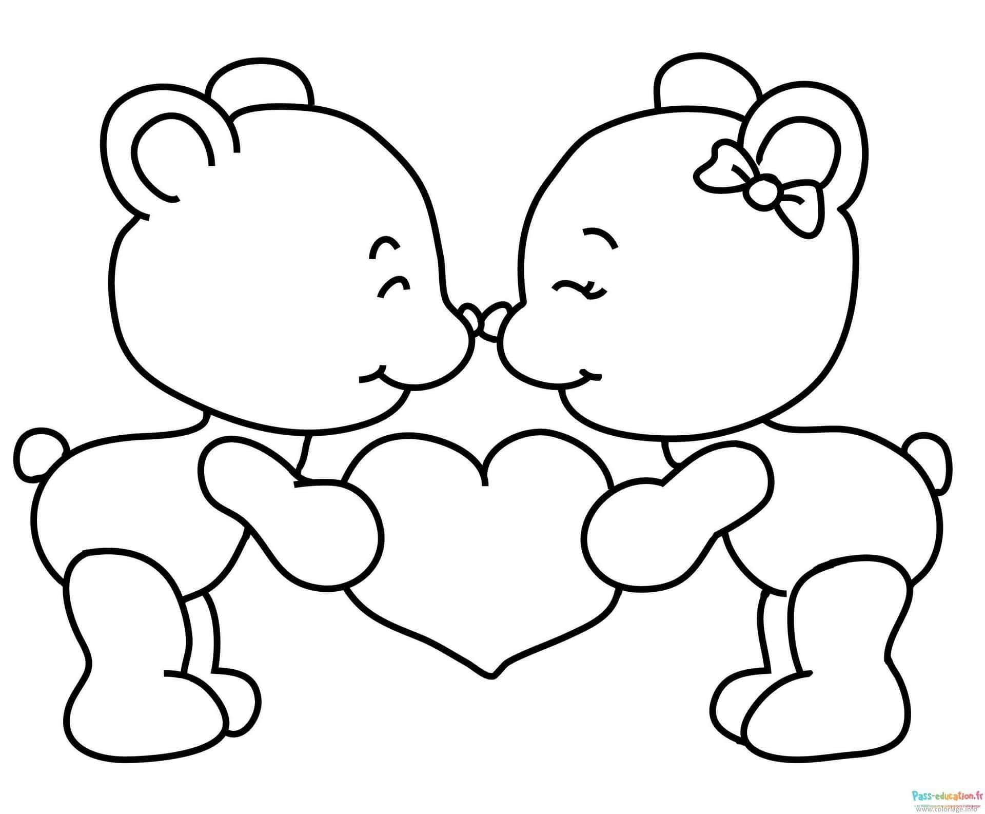Coloriage Ours amoureux à imprimer et colorier