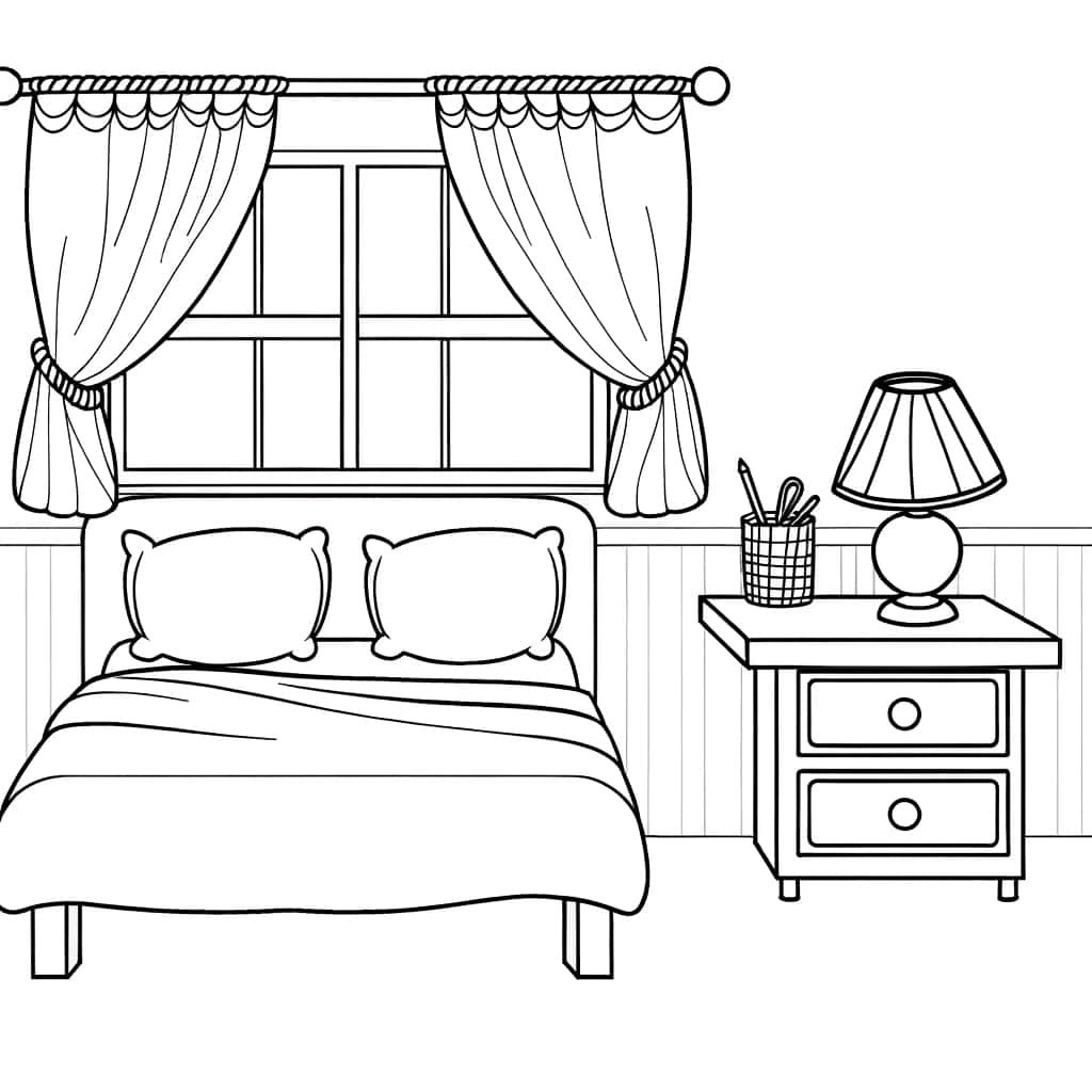Coloriage Chambre à coucher à imprimer et colorier
