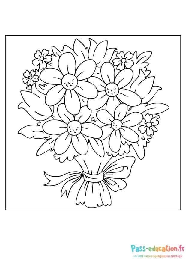Coloriage Bouquet pour Maman à imprimer et colorier