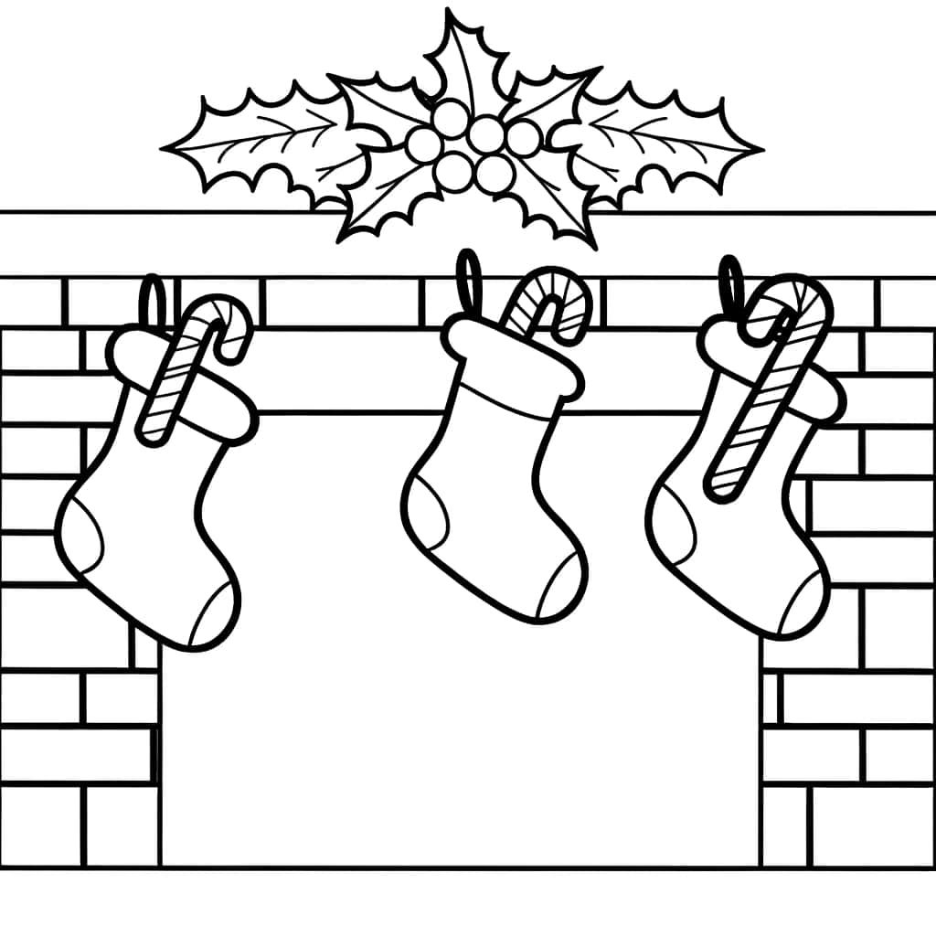 Coloriage Chaussettes de Noël à imprimer et colorier
