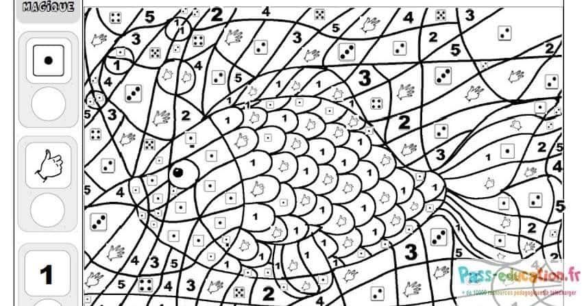 Coloriage Chiffres et nature à imprimer et colorier