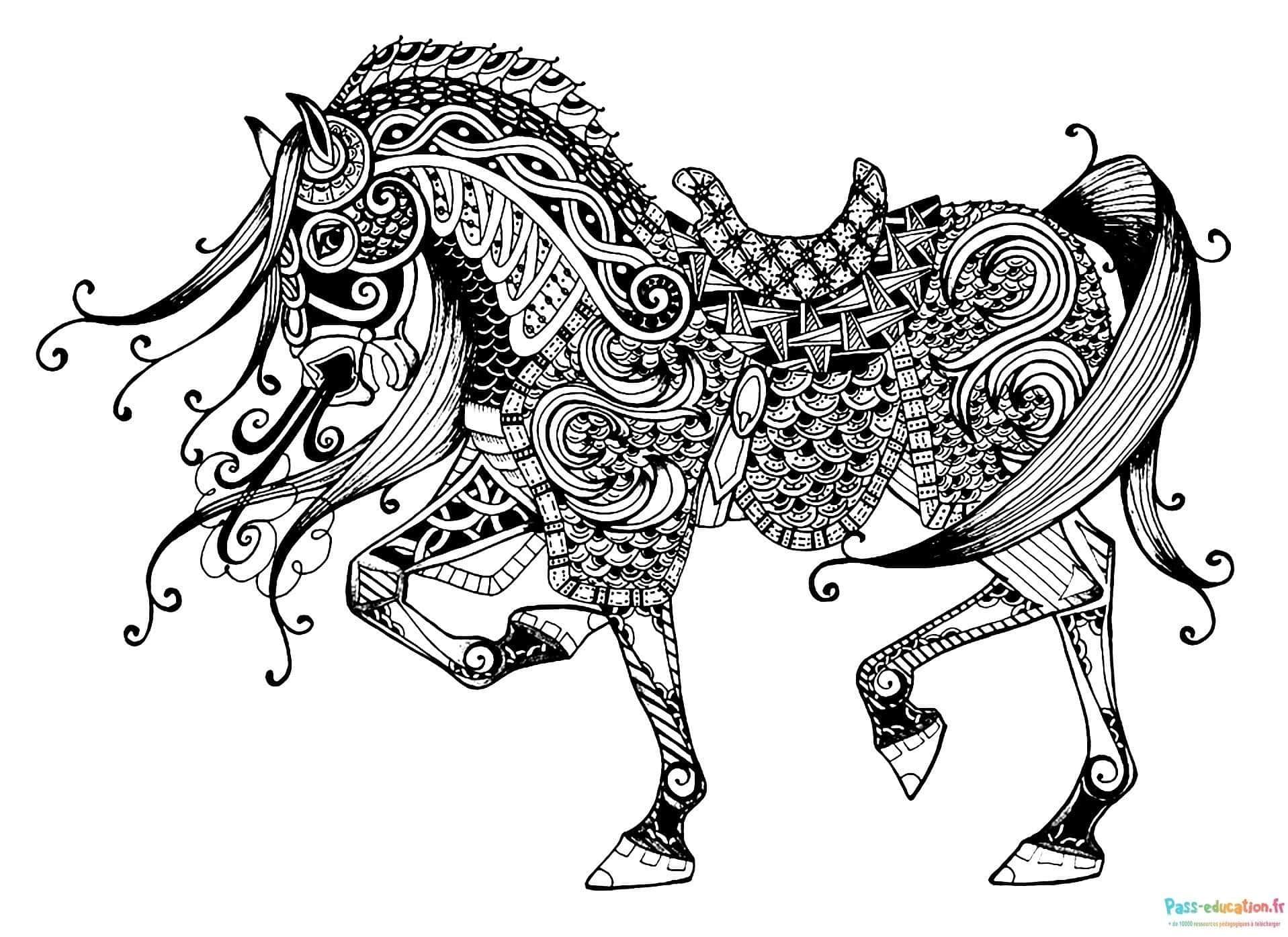 Coloriage Cheval mandala à imprimer et colorier