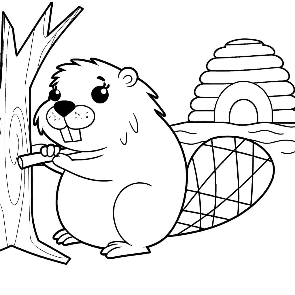 Coloriage Castor travailleur à imprimer et colorier