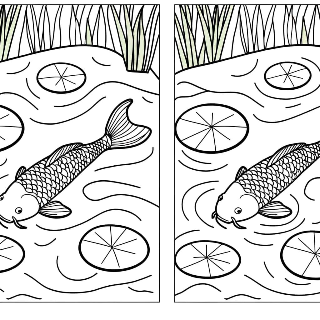Coloriage Carpe dans l'étang à imprimer et colorier