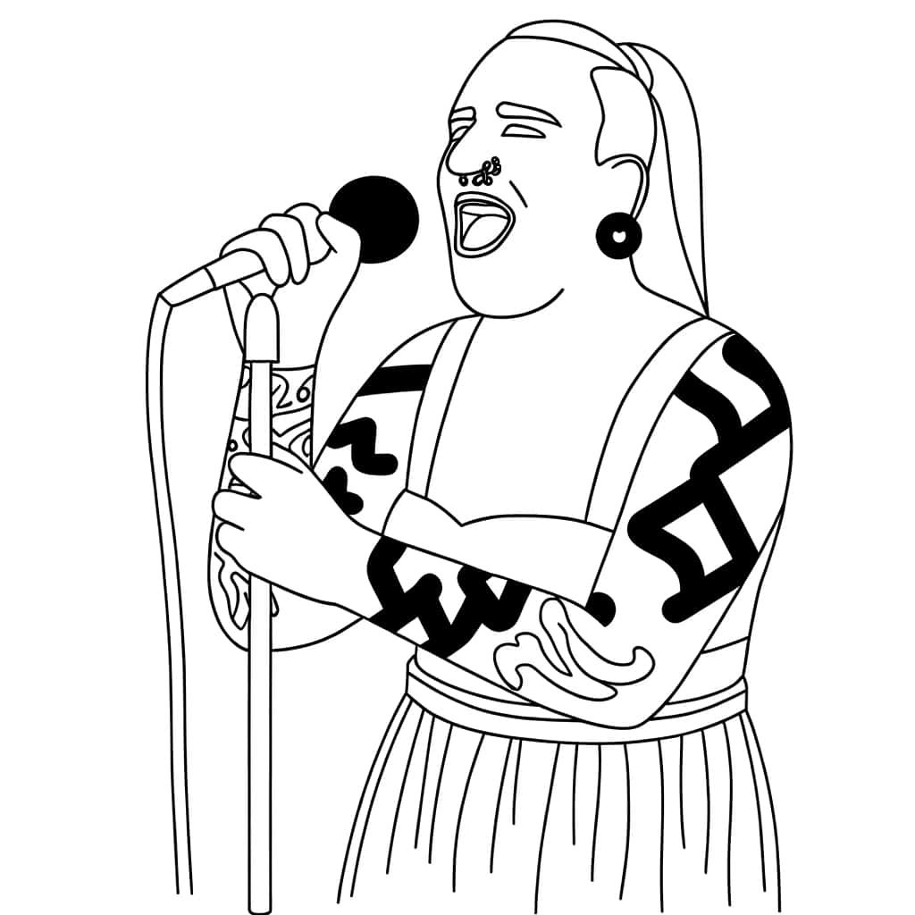 Coloriage Chanteur en concert à imprimer et colorier