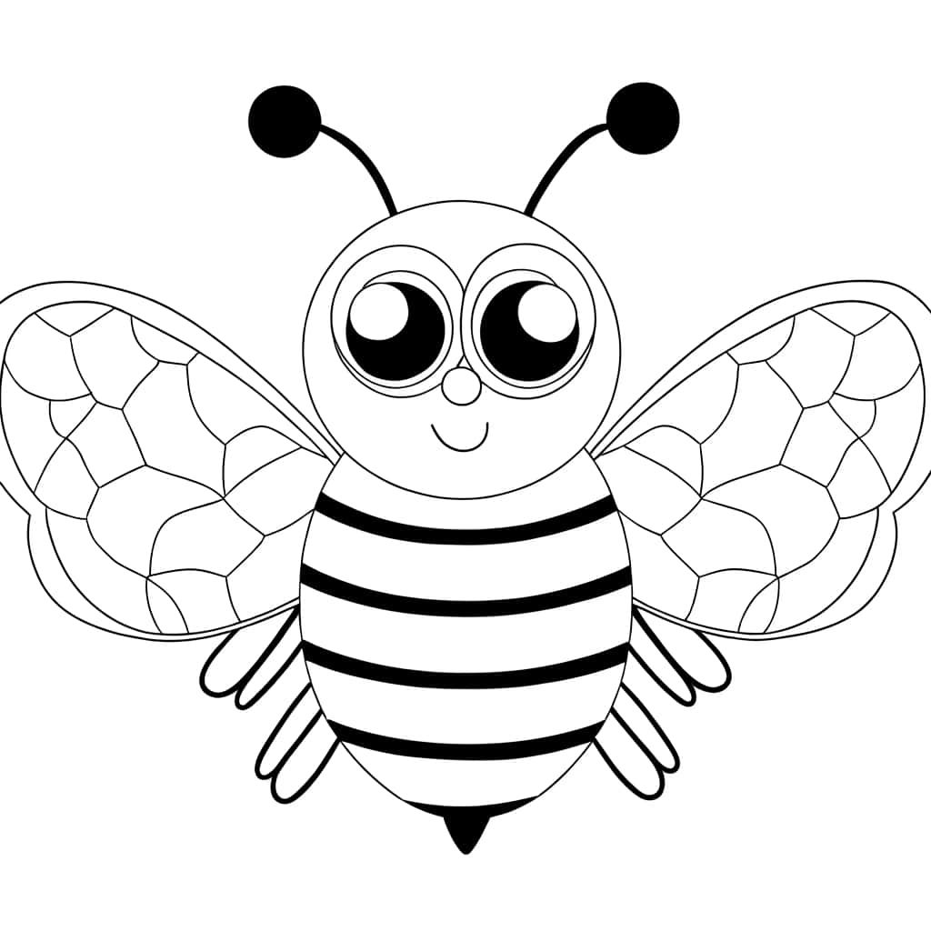 Coloriage Abeille souriante à imprimer et colorier