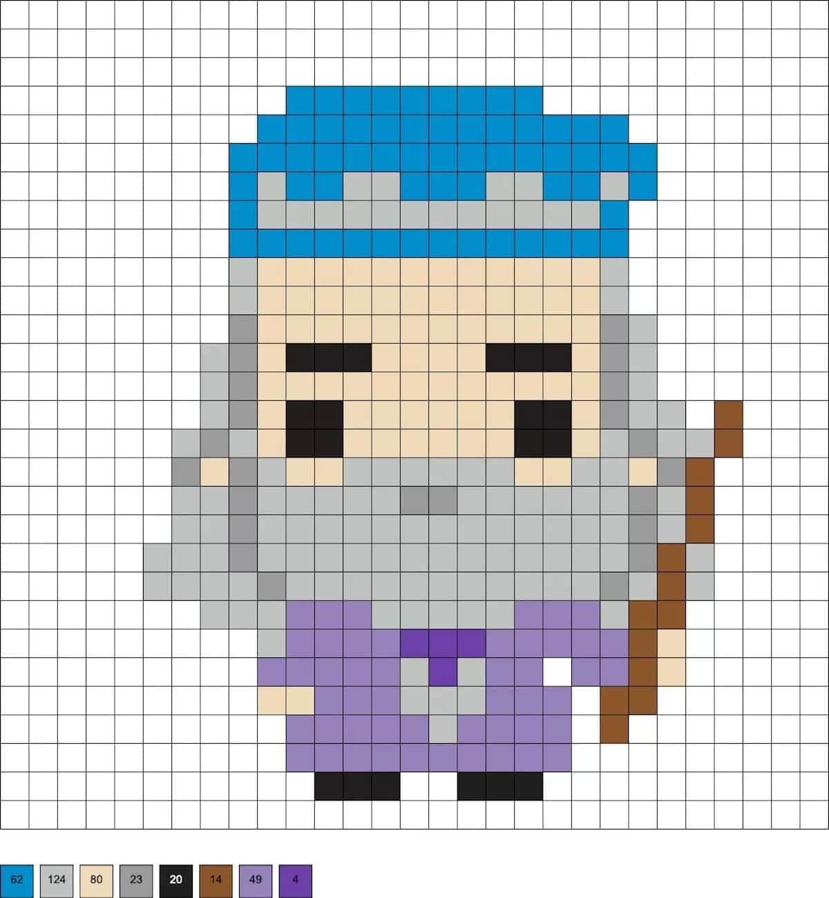 Coloriage Dumbledore Pixel Art à imprimer et colorier