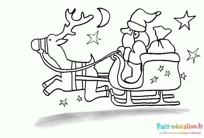 Coloriage Traineau Père Noël à imprimer et colorier