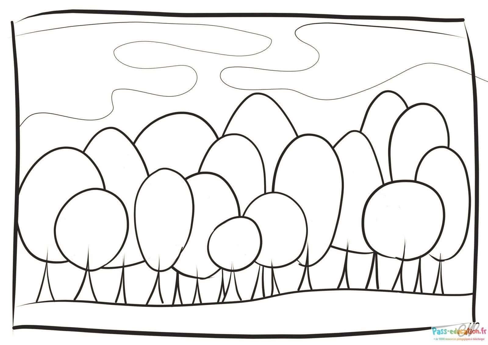 Coloriage Forêt d'automne à imprimer et colorier