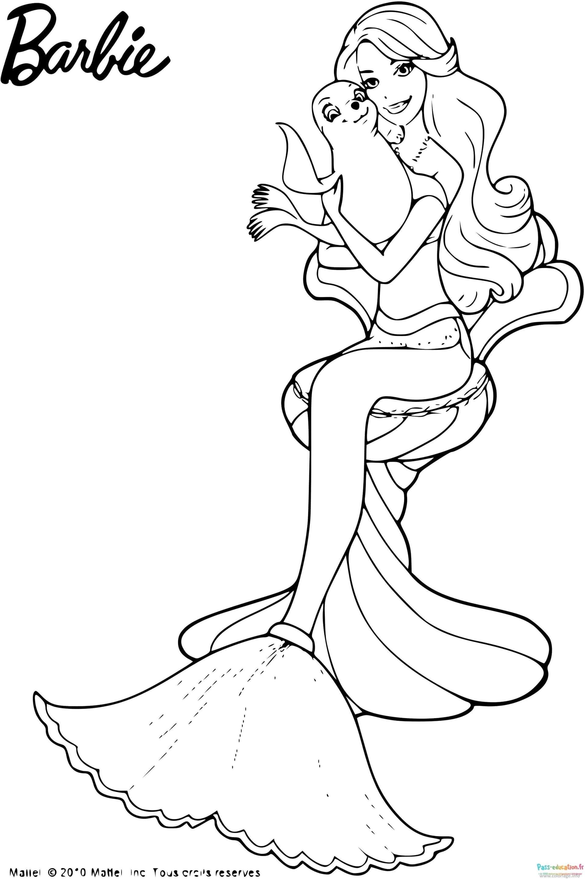 Coloriage Barbie Sirène à imprimer et colorier