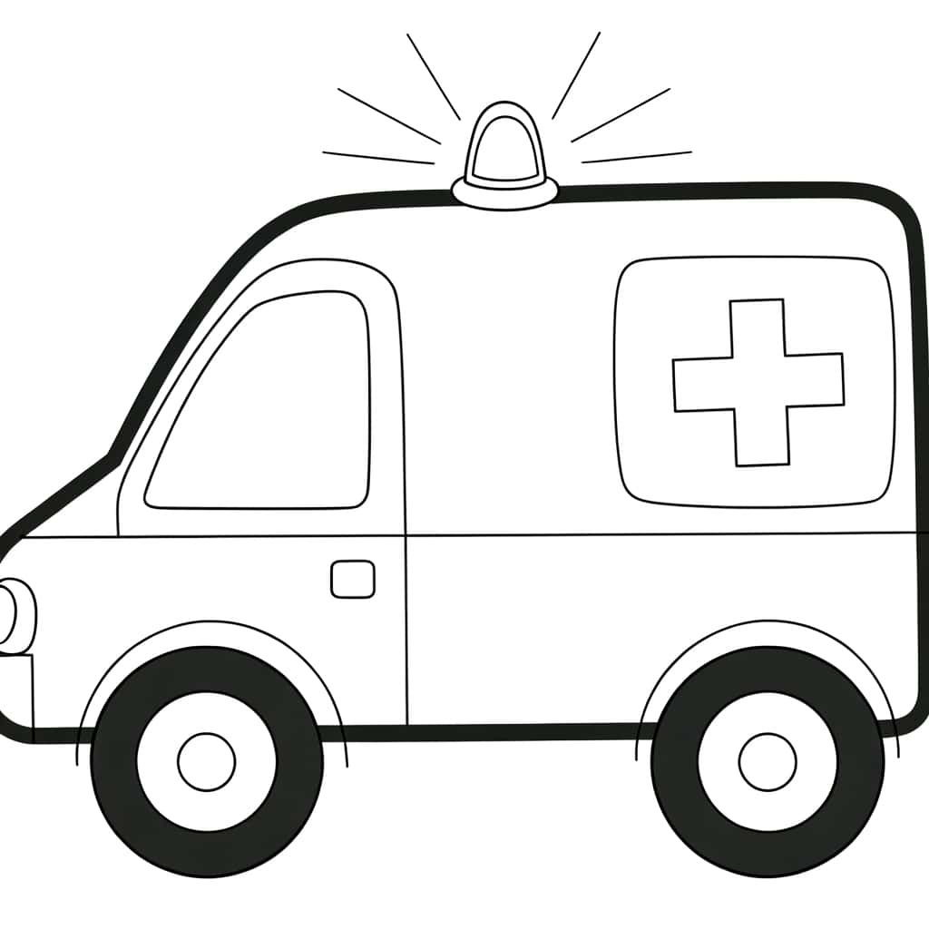 Coloriage Ambulance à imprimer et colorier