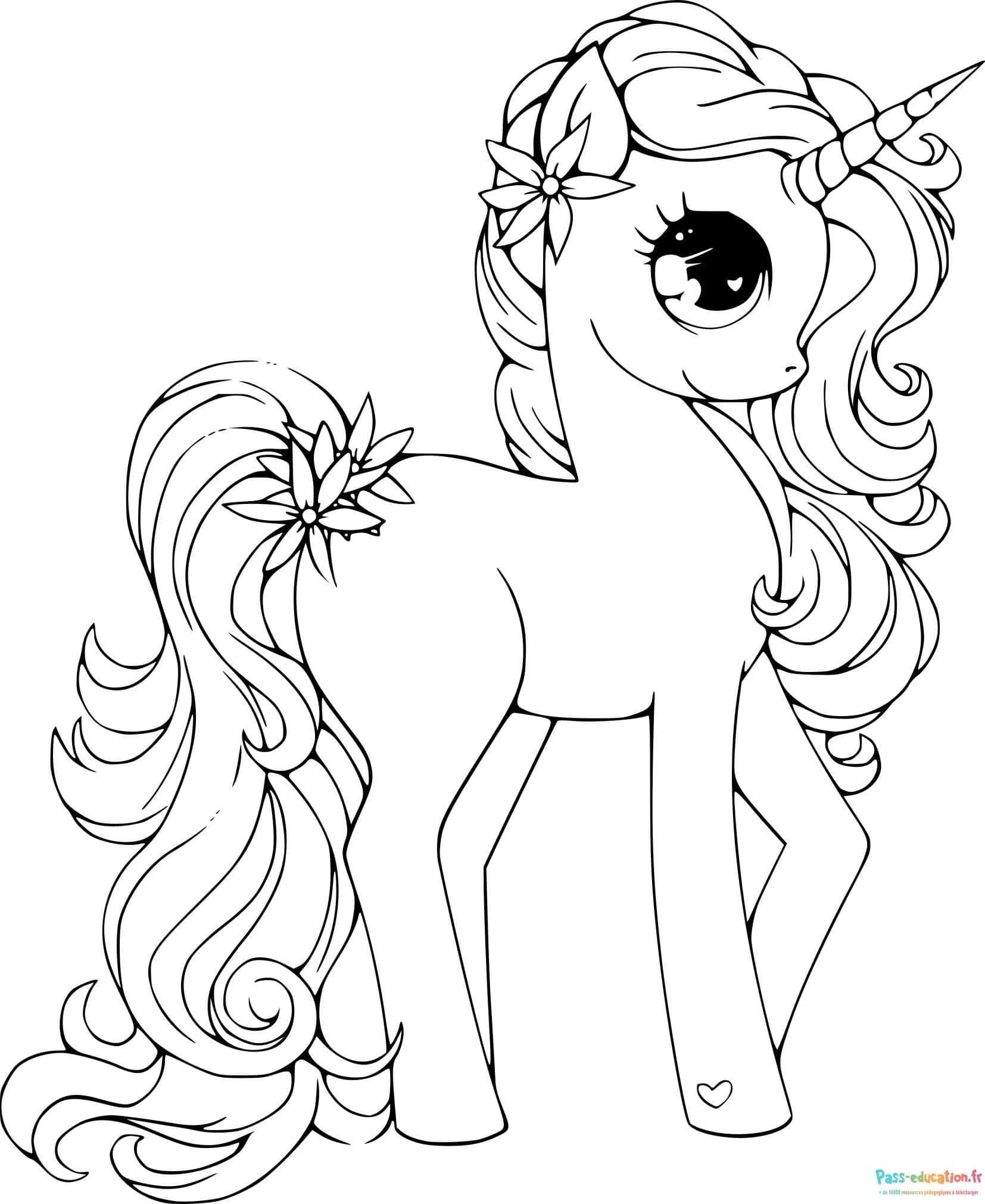 Coloriage Licorne élégante à imprimer et colorier