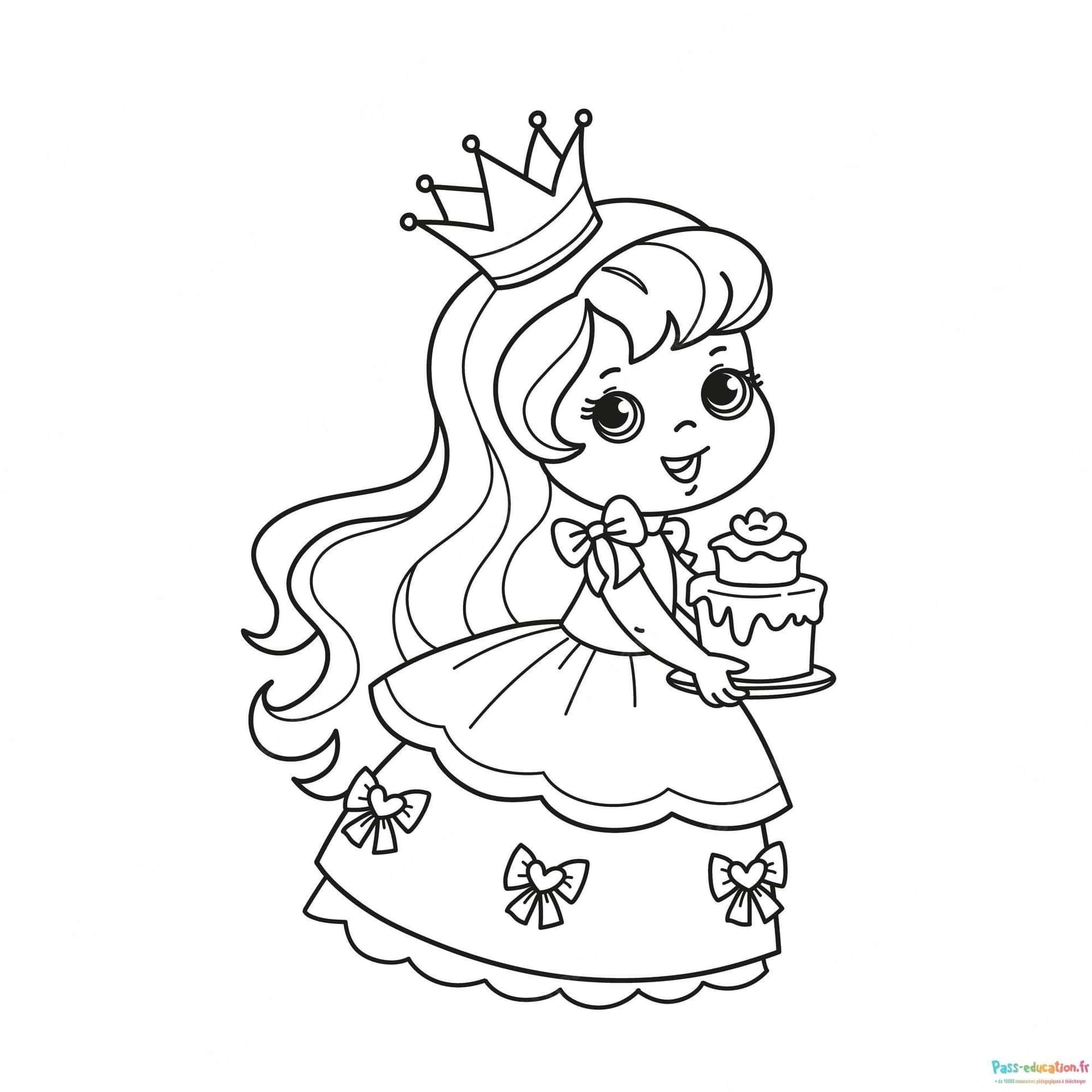 Coloriage Princesse gourmande à imprimer et colorier