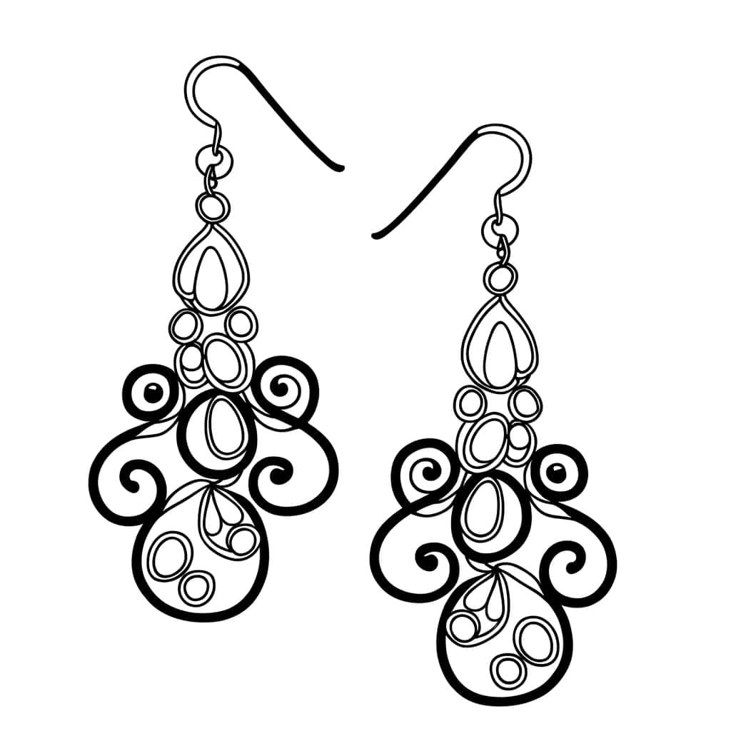 Coloriage Boucles d'oreilles élégantes à imprimer et colorier