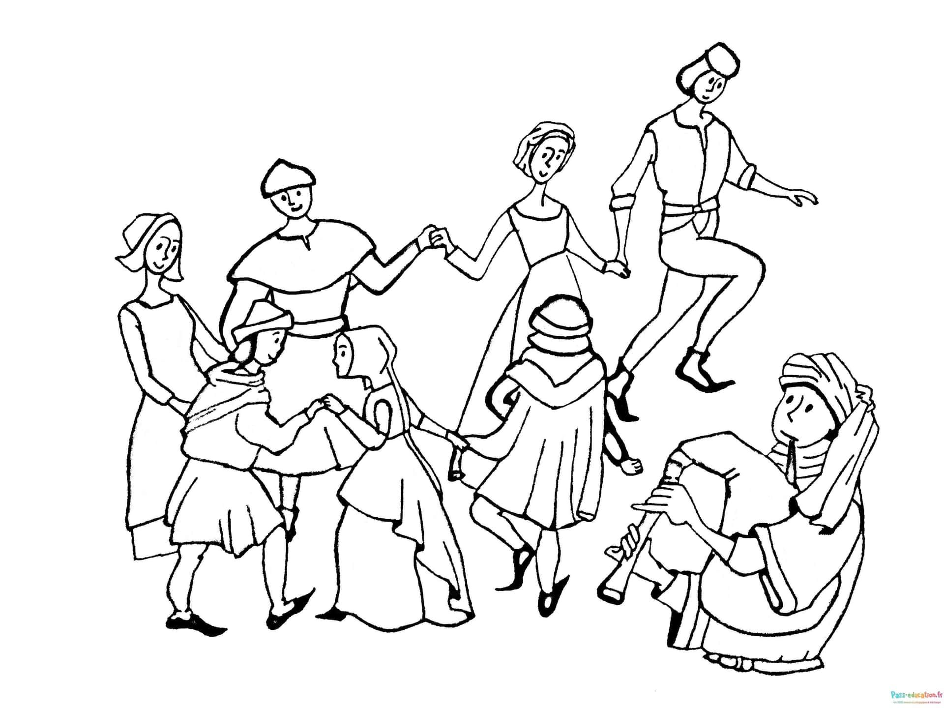 Coloriage Danse traditionnelle à imprimer et colorier