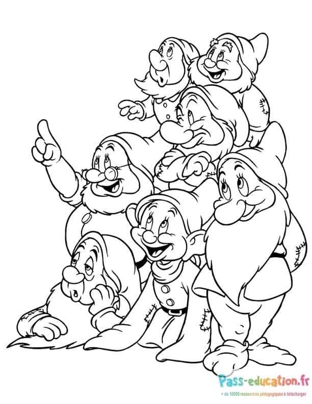 Coloriage Sept nains à imprimer et colorier