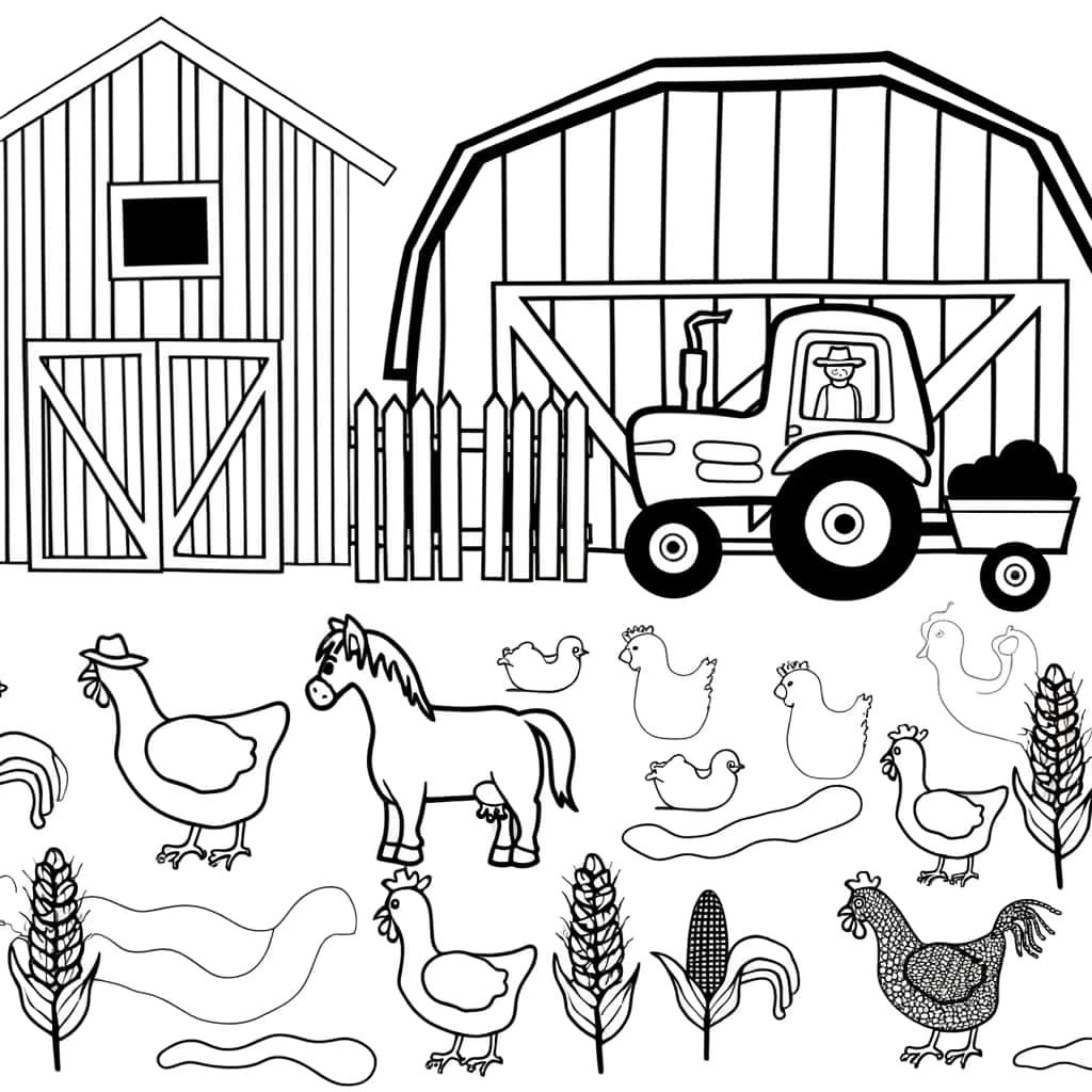 Coloriage Ferme animée à imprimer et colorier