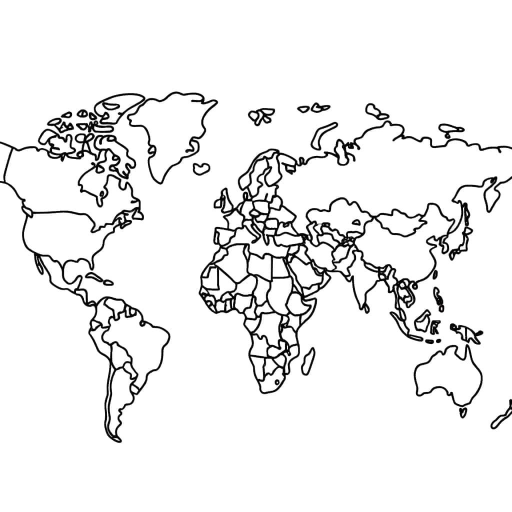 Coloriage Carte du monde à imprimer et colorier