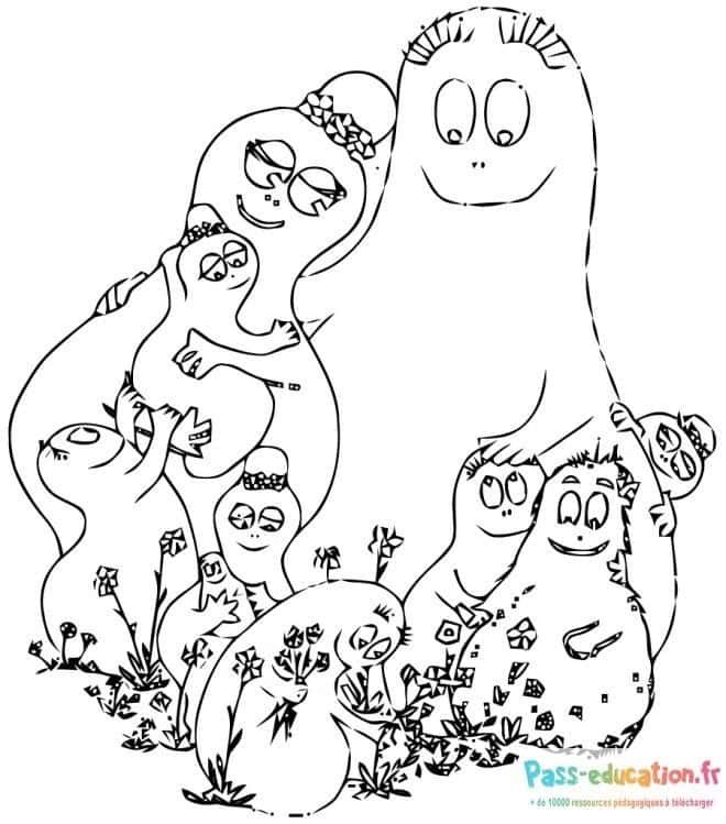 Coloriage Famille Barbapapa à imprimer et colorier