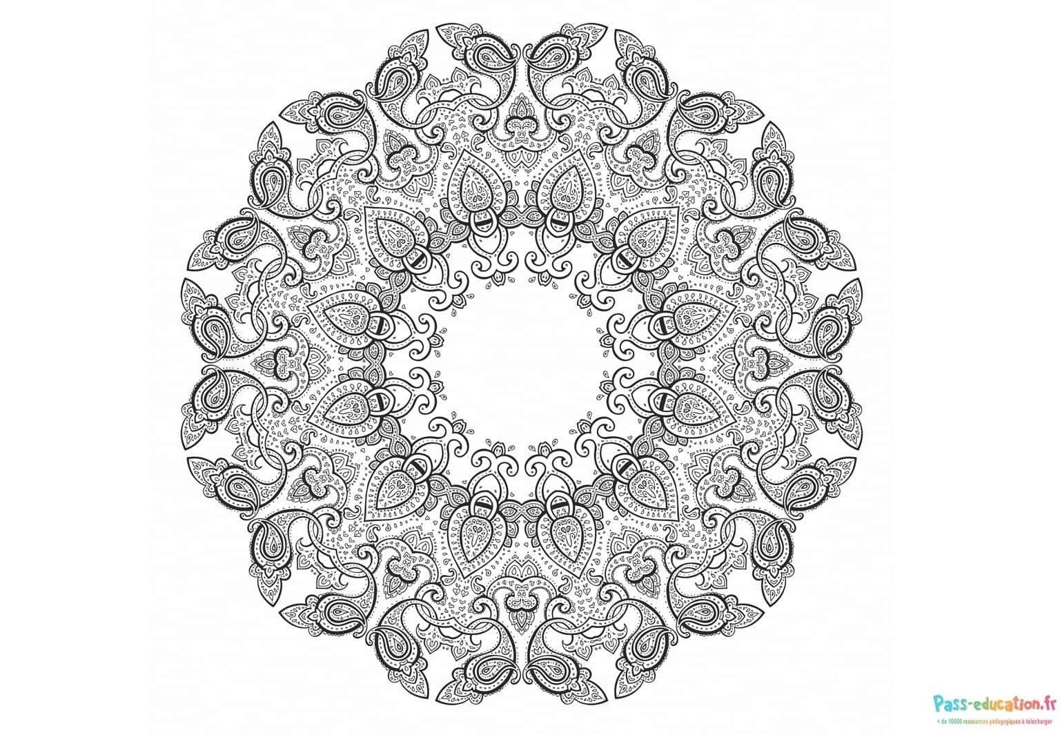 Coloriage Mandala Paisley à imprimer et colorier