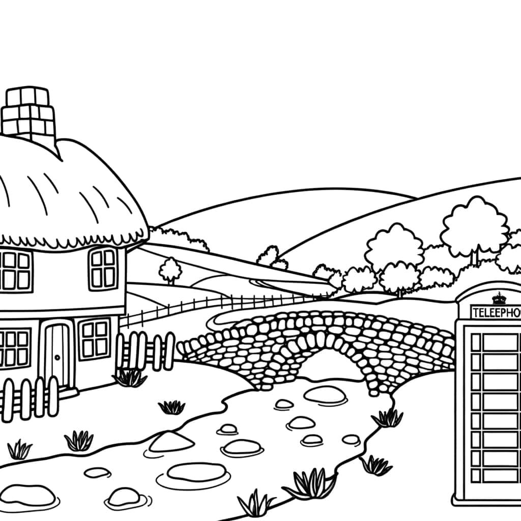 Coloriage Paysage anglais à imprimer et colorier