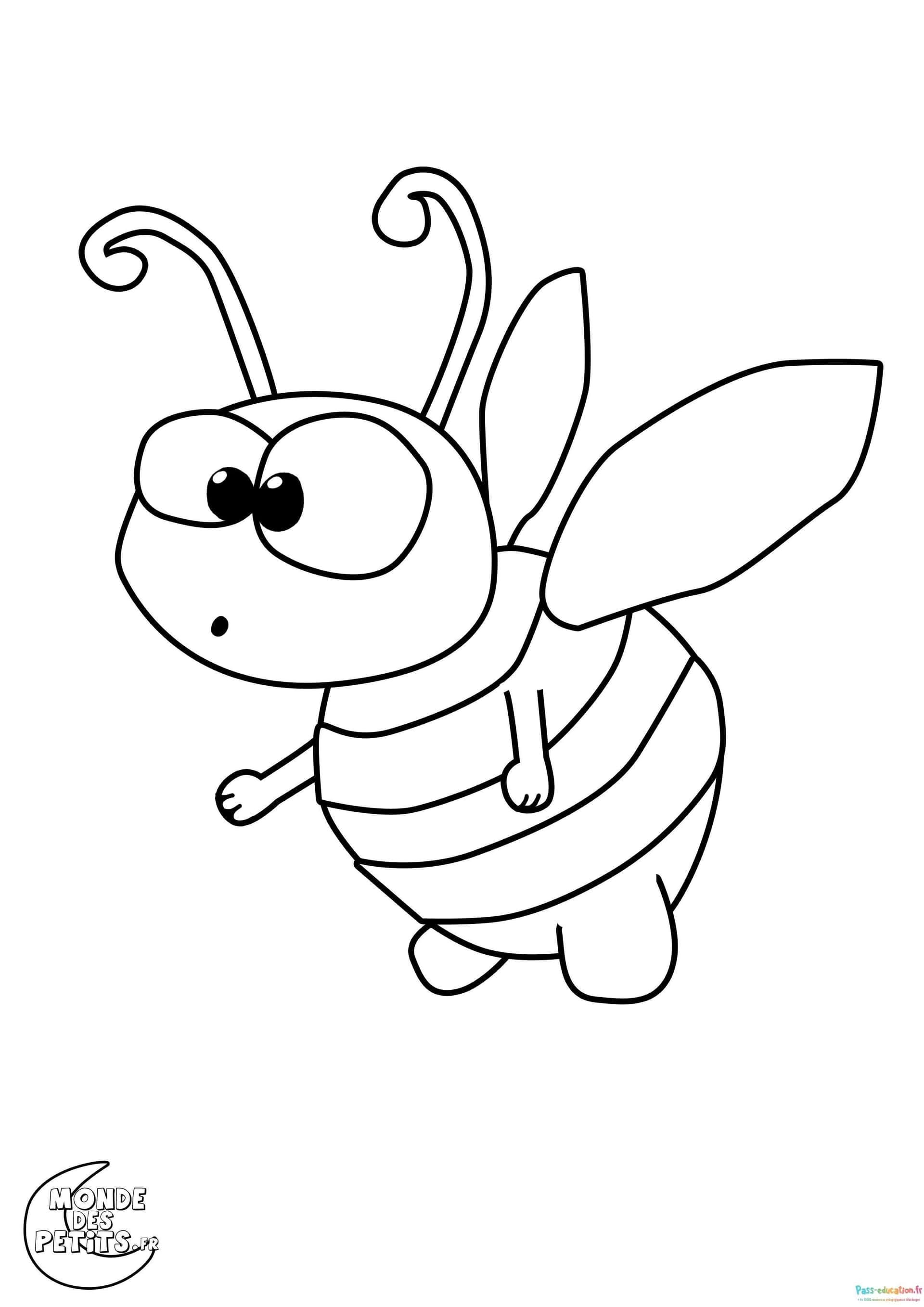Coloriage Abeille volante à imprimer et colorier