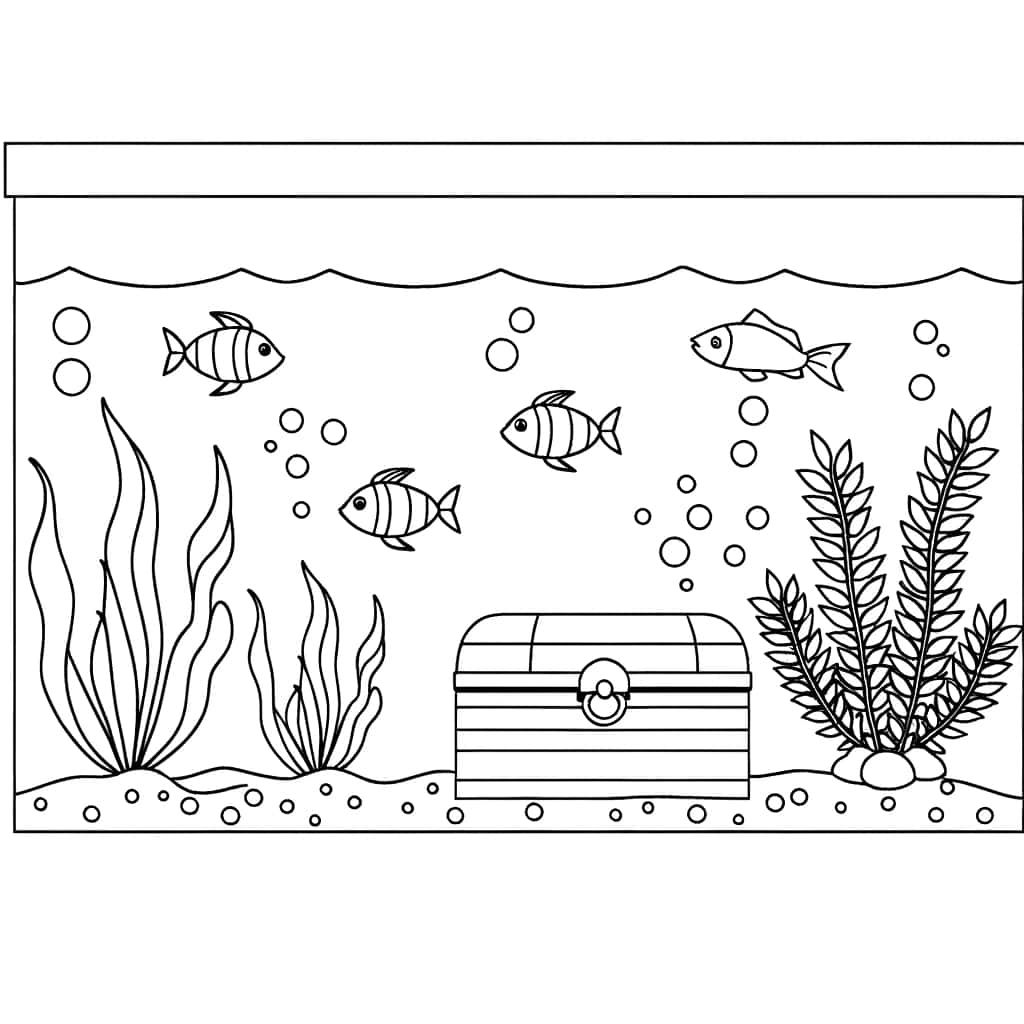 Coloriage Aquarium tropical à imprimer et colorier