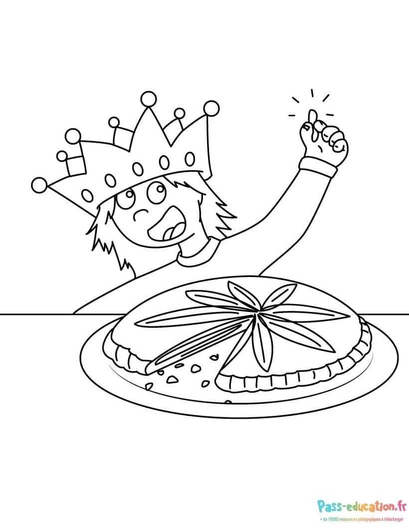 Coloriage Roi et galette à imprimer et colorier