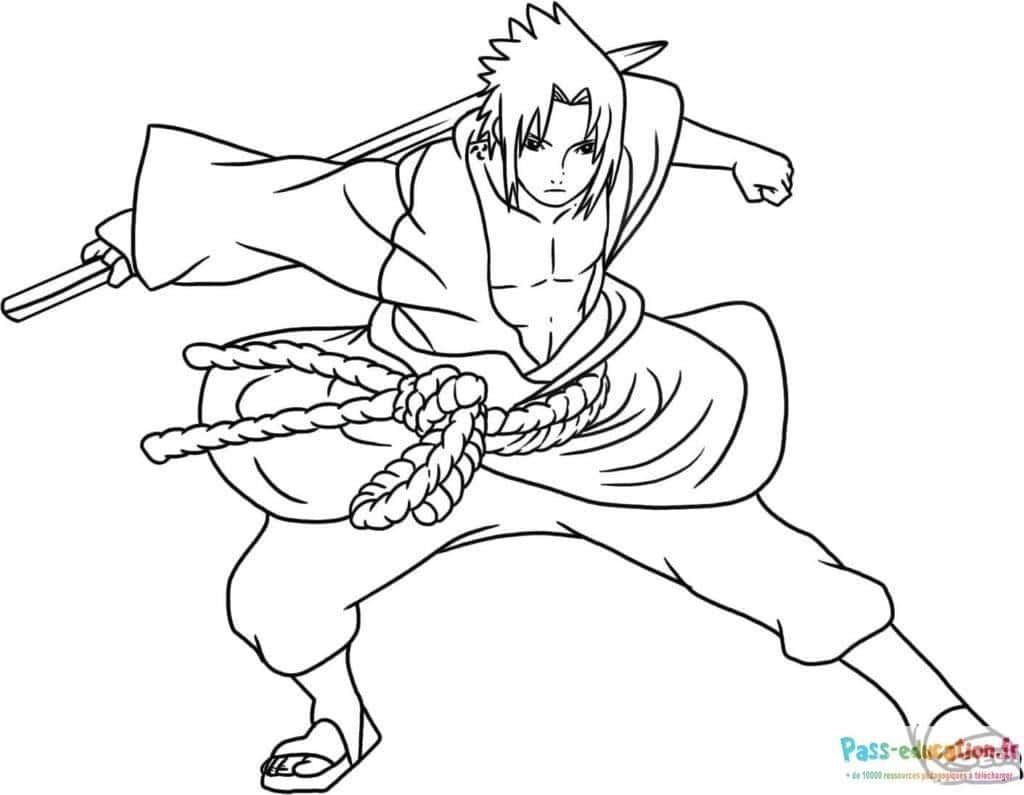 Coloriage Sasuke en action à imprimer et colorier
