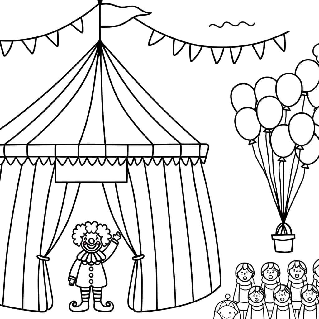 Coloriage Chapiteau Cirque à imprimer et colorier