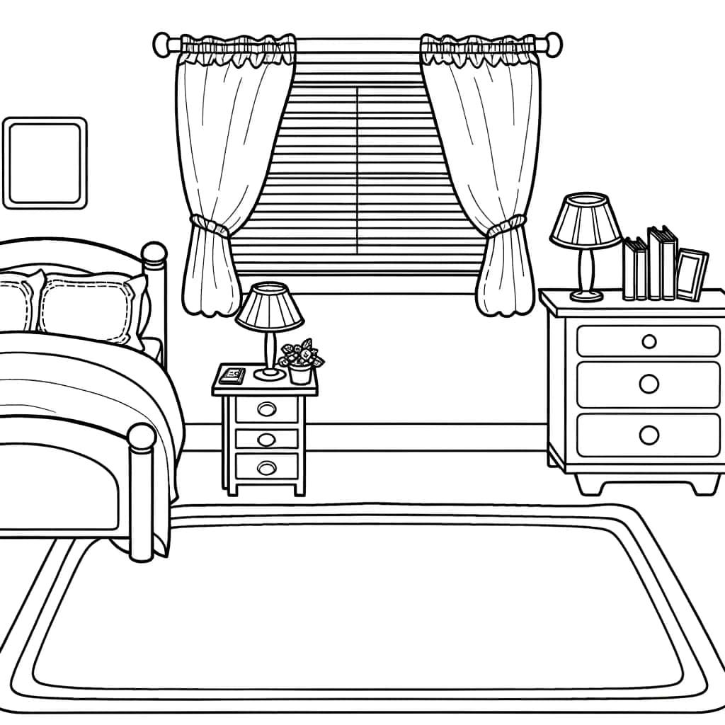 Coloriage Chambre douillette à imprimer et colorier