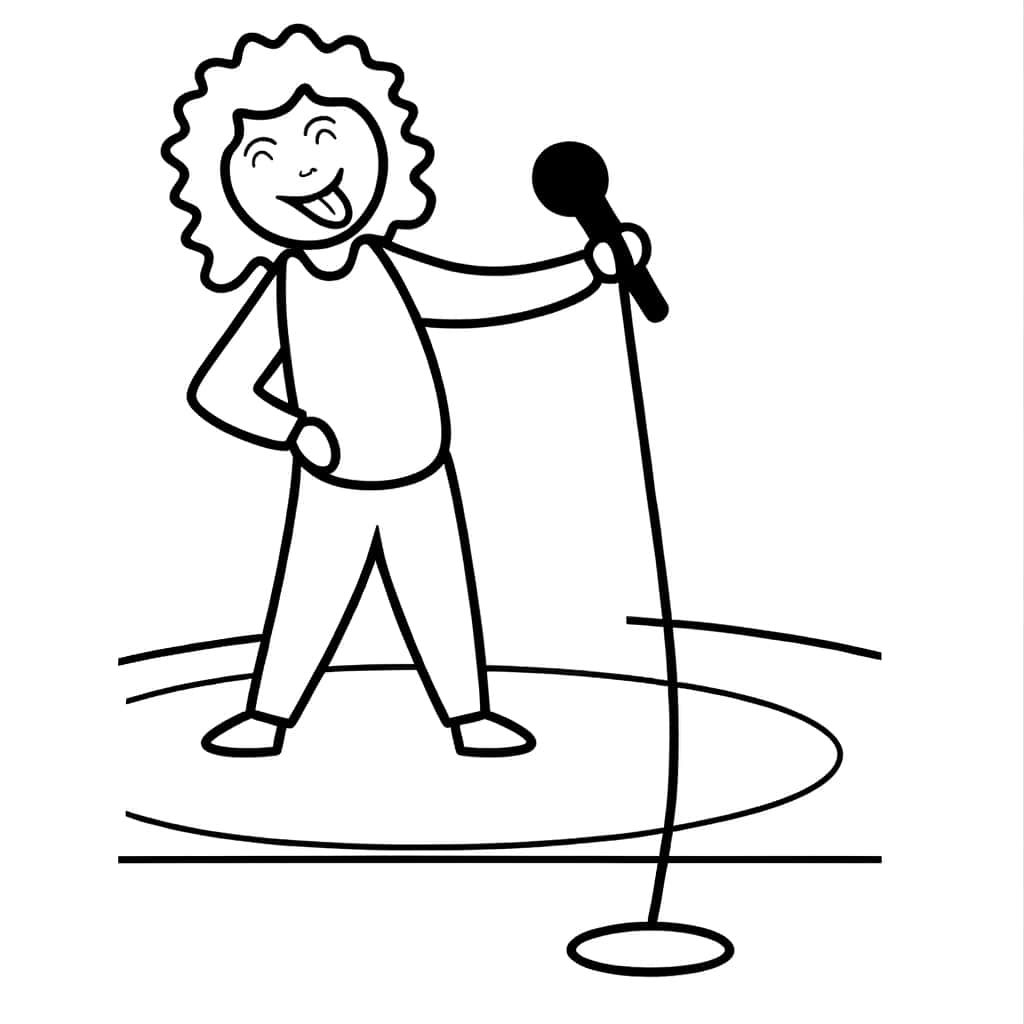 Coloriage Chanteur de scène à imprimer et colorier