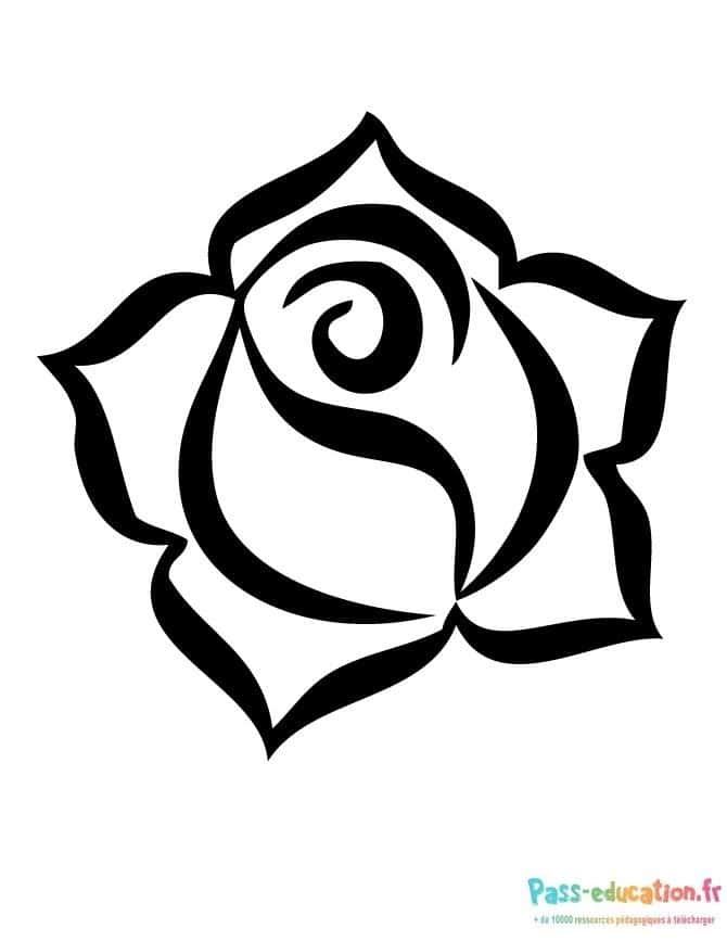Coloriage Rose stylisée à imprimer et colorier
