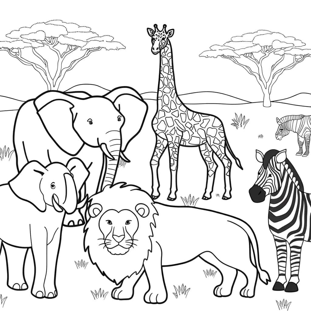 Coloriage Animaux africains à imprimer et colorier