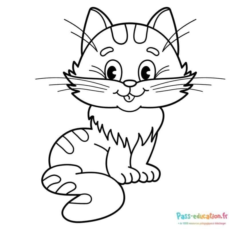 Coloriage Chat souriant à imprimer et colorier