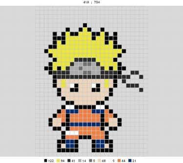 Coloriage Naruto pixel à imprimer et colorier