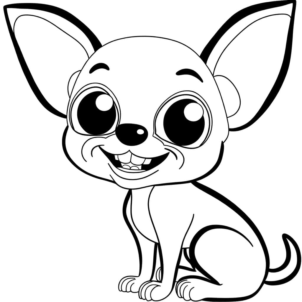 Coloriage Chihuahua heureux à imprimer et colorier