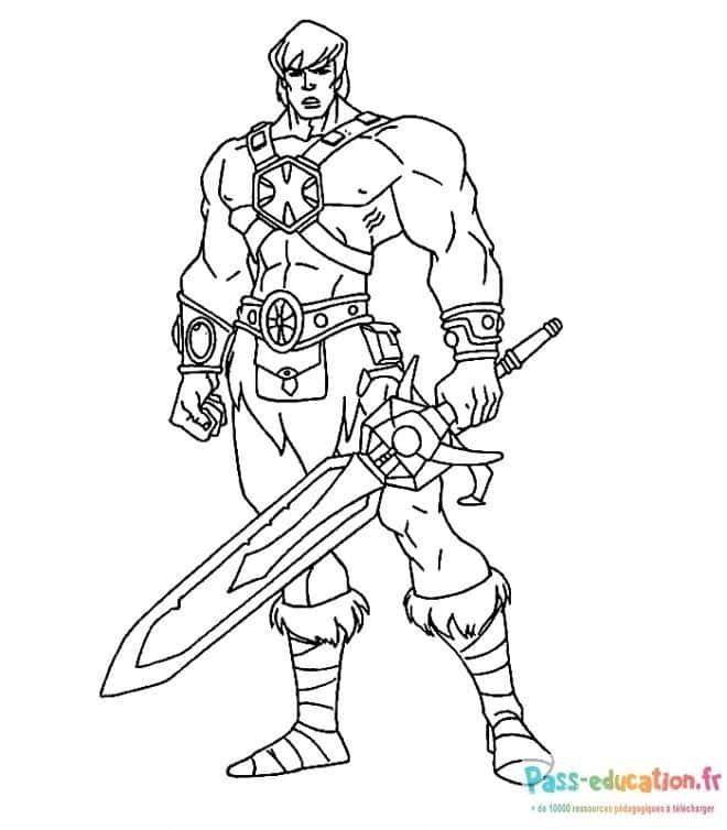 Coloriage Guerrier armé à imprimer et colorier