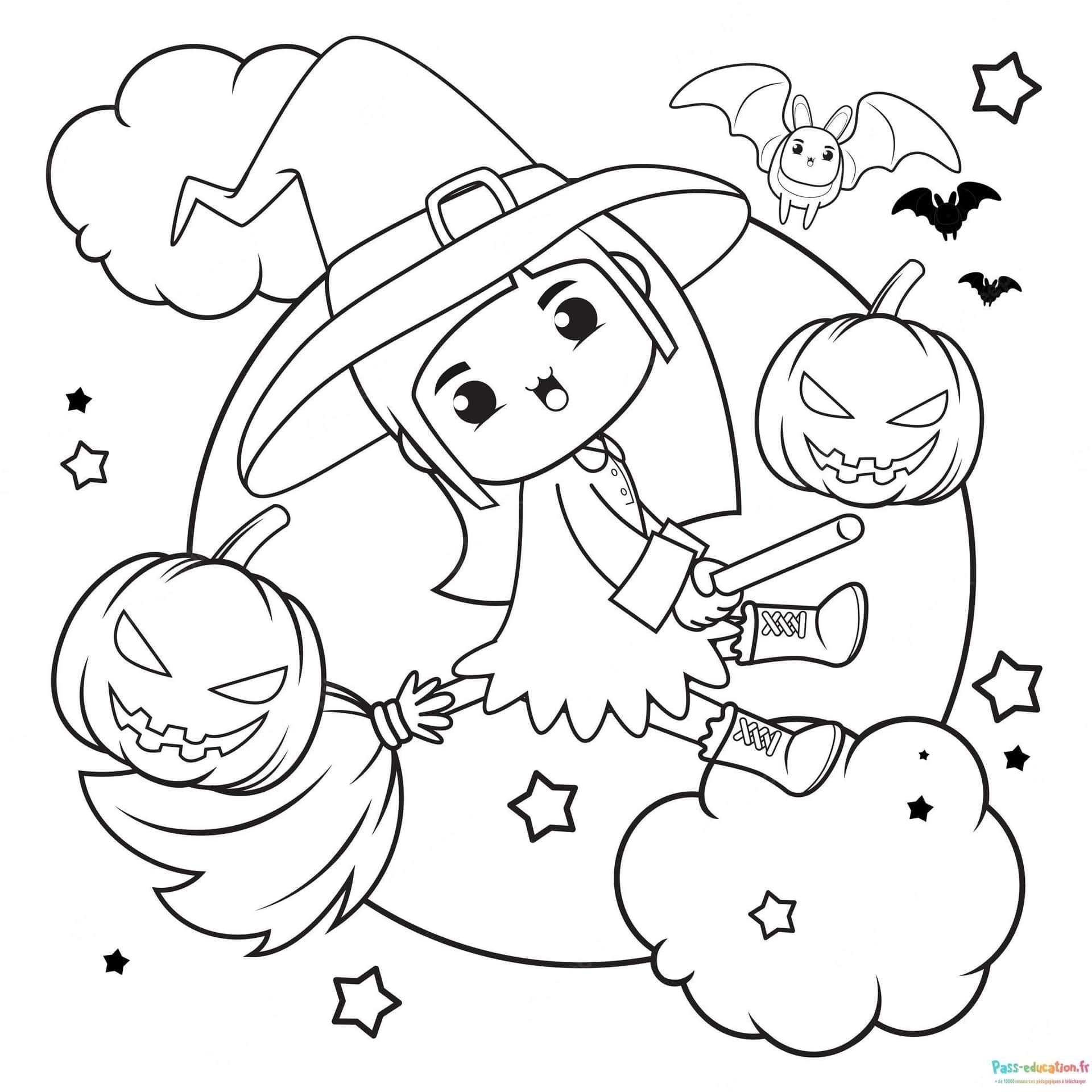 Coloriage Sorcière Halloween à imprimer et colorier