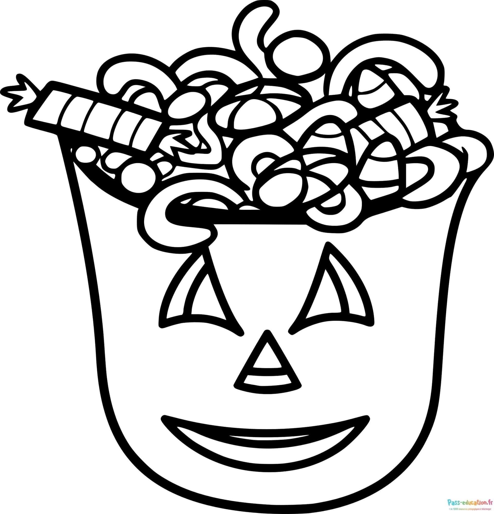 Coloriage Seau de bonbons à imprimer et colorier