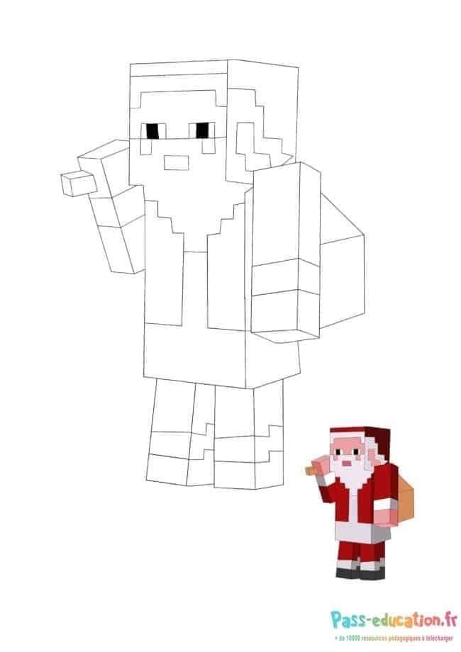 Coloriage Santa Pixelisé à imprimer et colorier