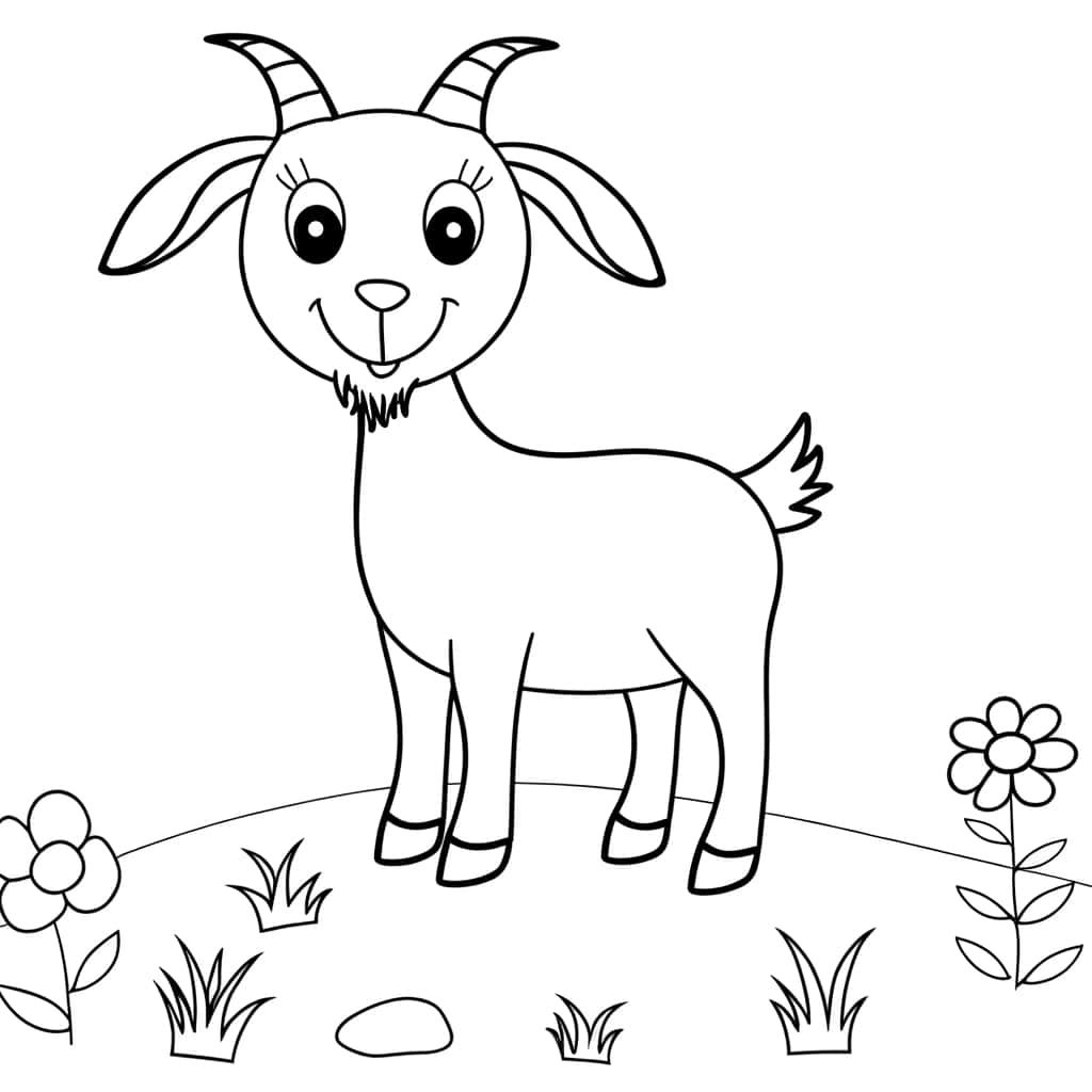 Coloriage Chèvre joyeuse à imprimer et colorier