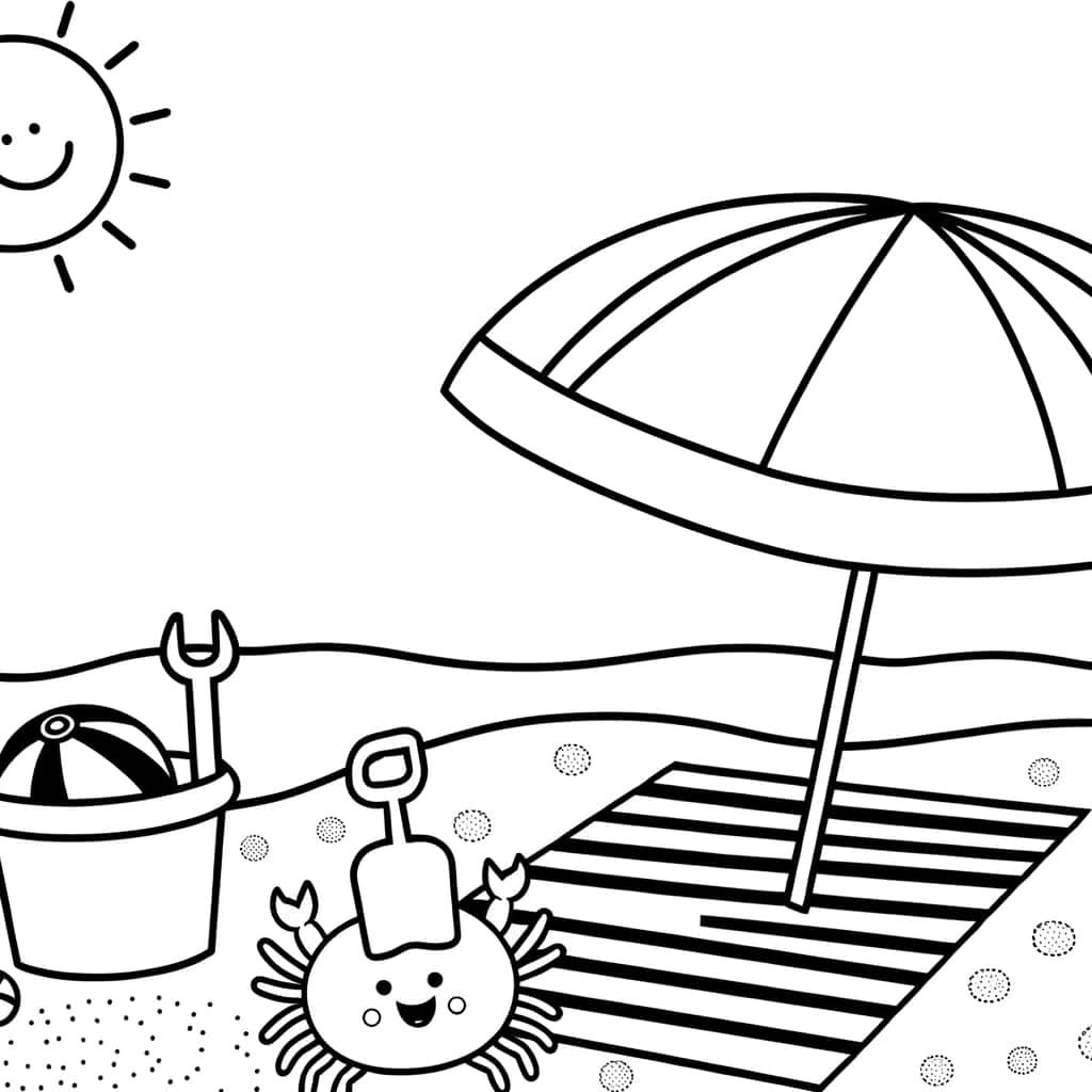 Coloriage Plage vacances soleil à imprimer et colorier