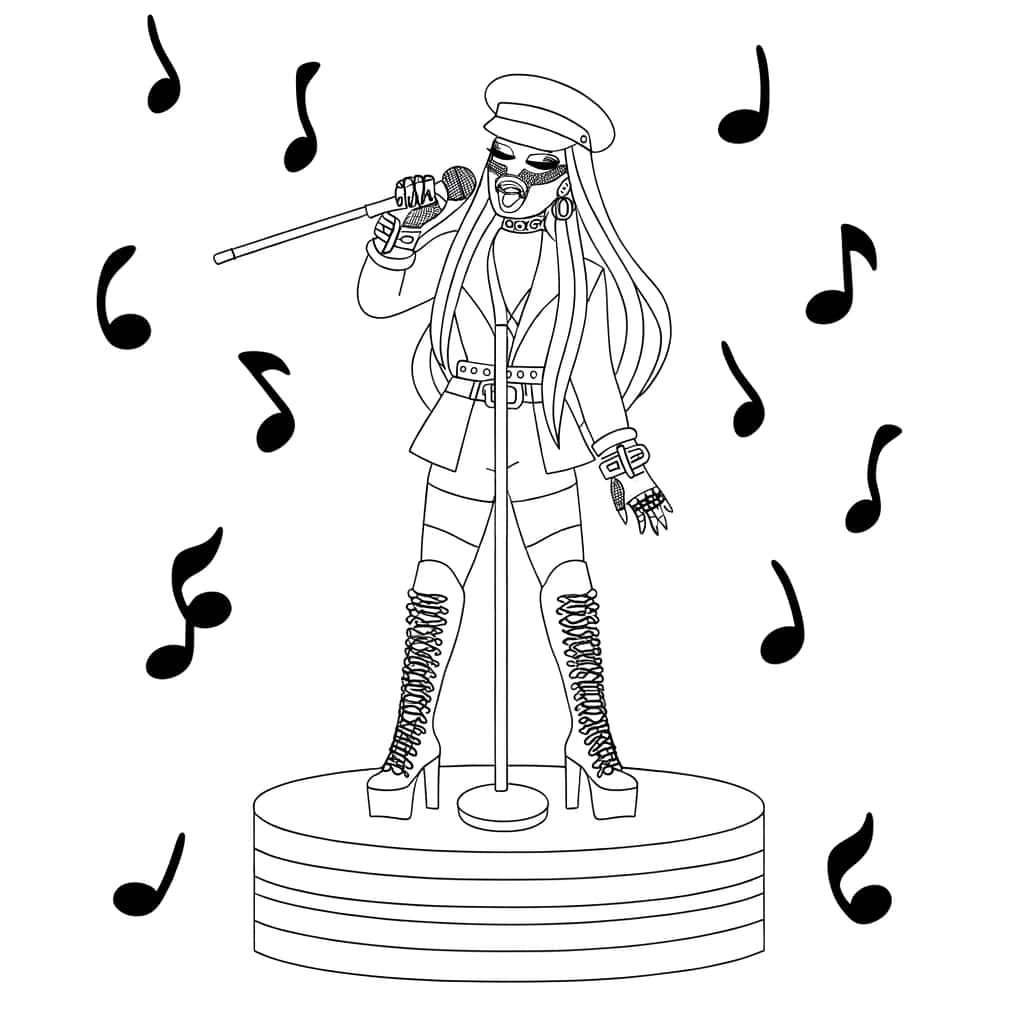 Coloriage Chanteuse Pop à imprimer et colorier