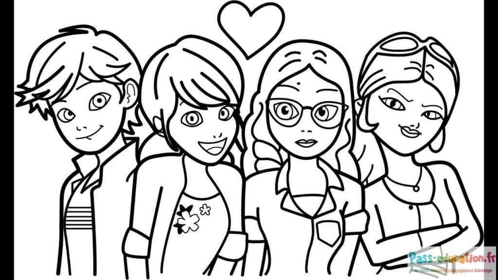 Coloriage Miraculous en groupe à imprimer et colorier