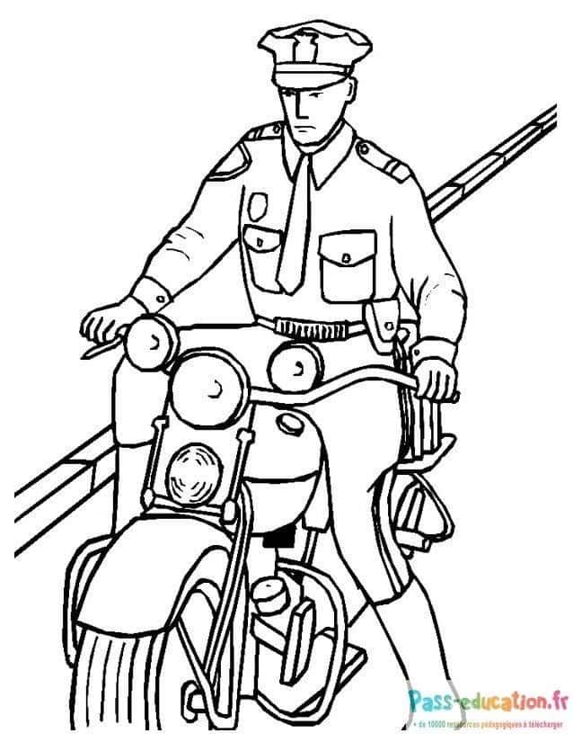 Coloriage Policier à moto à imprimer et colorier